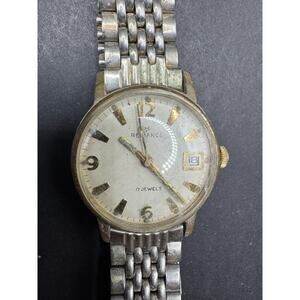 Vintage Men’s Croton Reliance Date 17 Jewels Watch Silver Tone 32.5mm